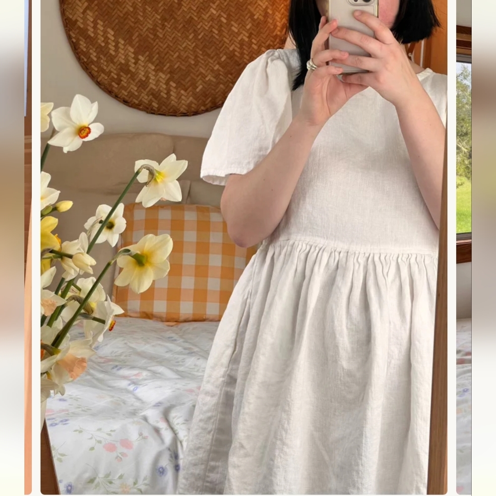 NWOT Seek Shelter Linen Mini Agnes Dress - Ivory Large